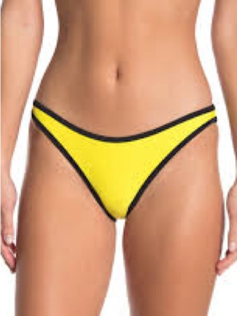 Yellow Bikini Bottom with Black Trim - Women Swim